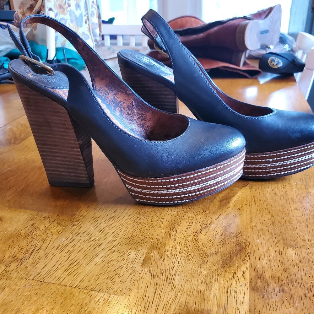 Lucky brand slingback leather heels - sz 7.5